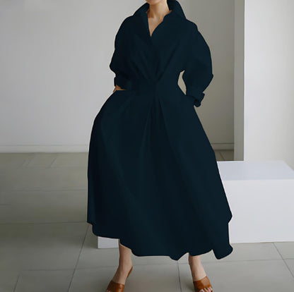 Ensemble Blouse à Manches Longues et Robe Évasée à Taille Élastique