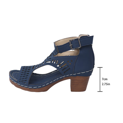 Sandales Ajourées à Talons Carrés