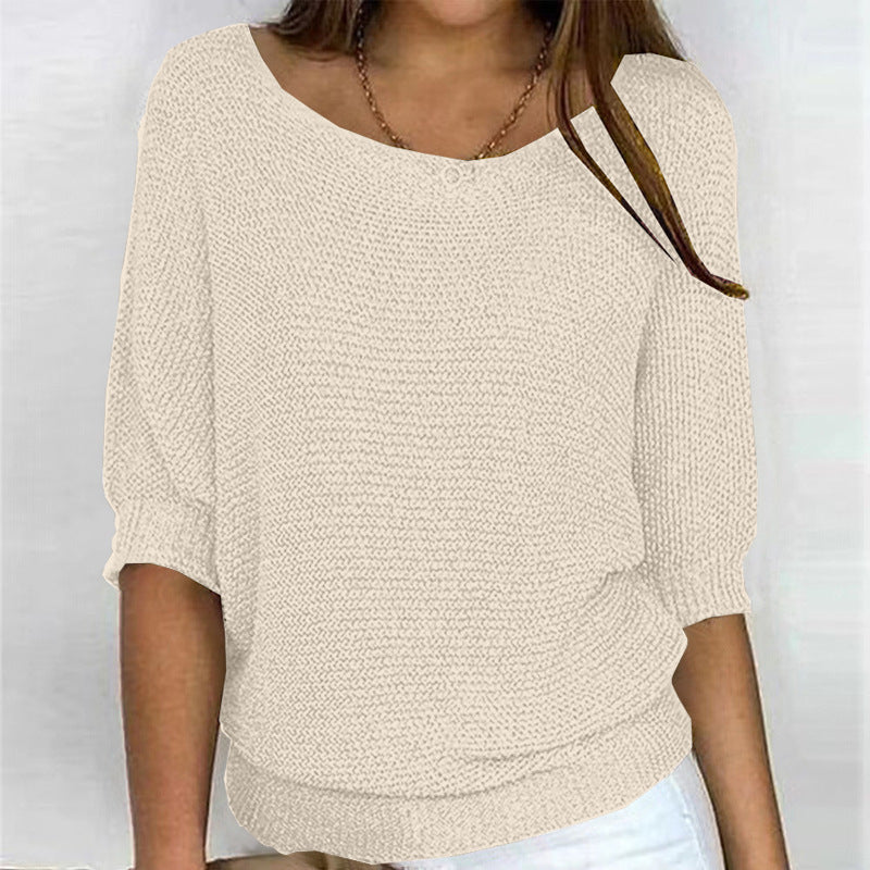 Pull Demi Manche Décontracté Tricoté
