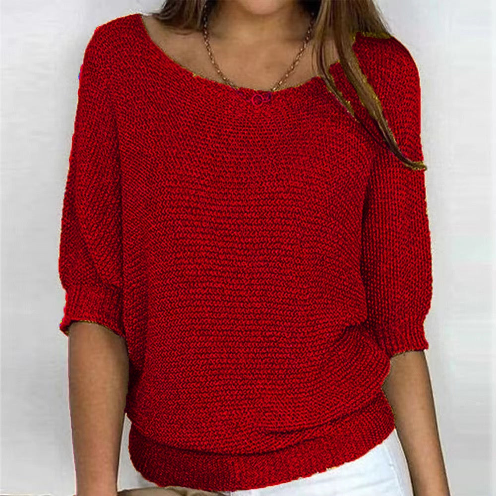 Pull Demi Manche Décontracté Tricoté