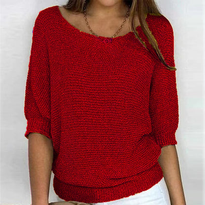 Pull Demi Manche Décontracté Tricoté