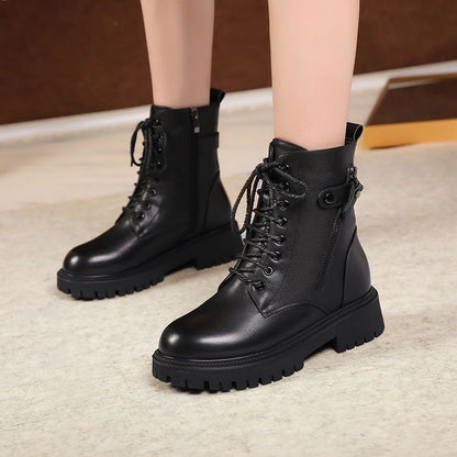 bottes pour femmes, style britannique, épaisses, doublées en polaire