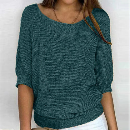 Pull Demi Manche Décontracté Tricoté