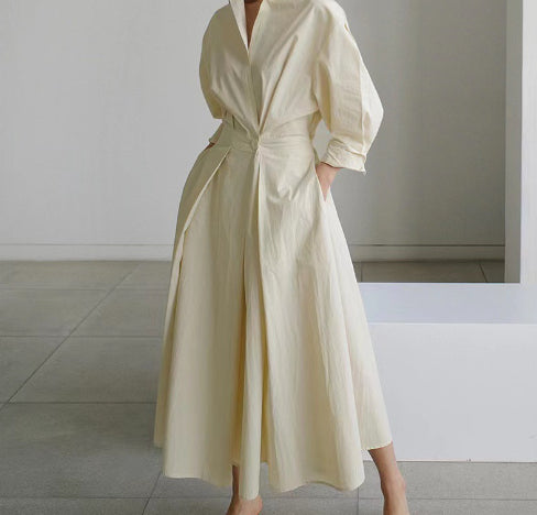 Ensemble Blouse à Manches Longues et Robe Évasée à Taille Élastique