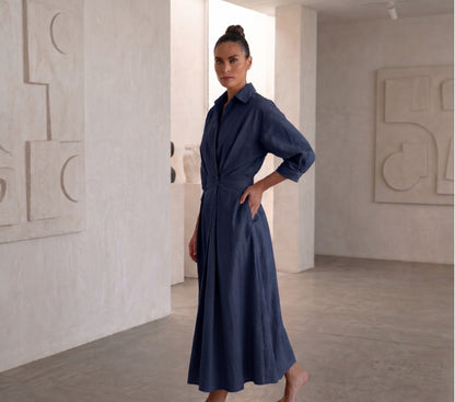 Ensemble Blouse à Manches Longues et Robe Évasée à Taille Élastique