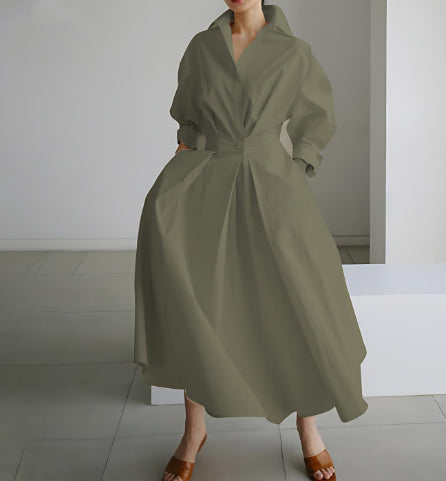 Ensemble Blouse à Manches Longues et Robe Évasée à Taille Élastique