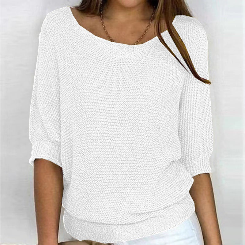 Pull Demi Manche Décontracté Tricoté
