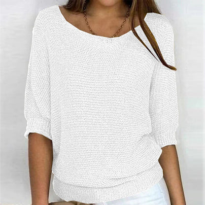 Pull Demi Manche Décontracté Tricoté