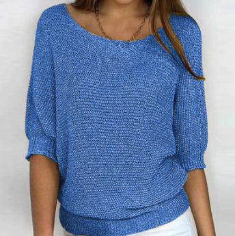 Pull Demi Manche Décontracté Tricoté