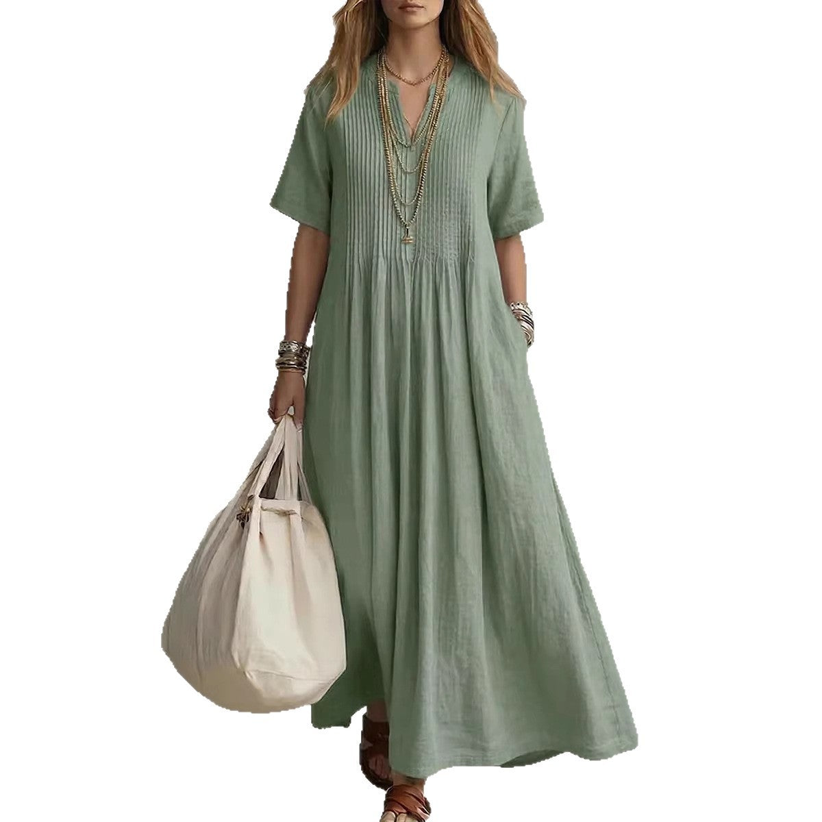 Robe Décontractée en Coton-Lin