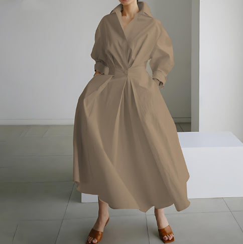 Ensemble Blouse à Manches Longues et Robe Évasée à Taille Élastique