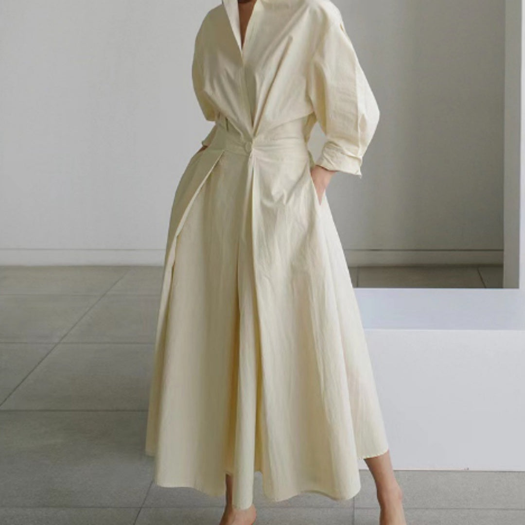 Ensemble Blouse à Manches Longues et Robe Évasée à Taille Élastique