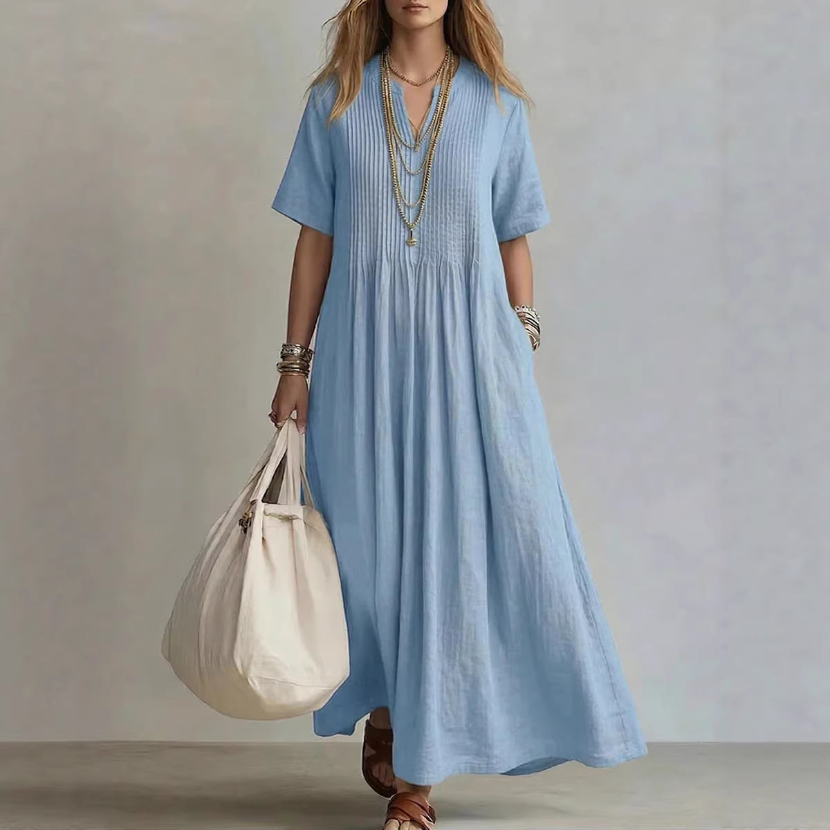 Robe Décontractée en Coton-Lin