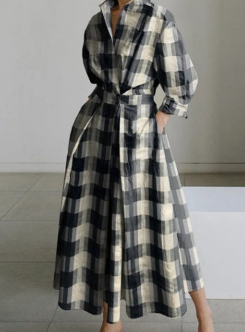 Ensemble Blouse à Manches Longues et Robe Évasée à Taille Élastique