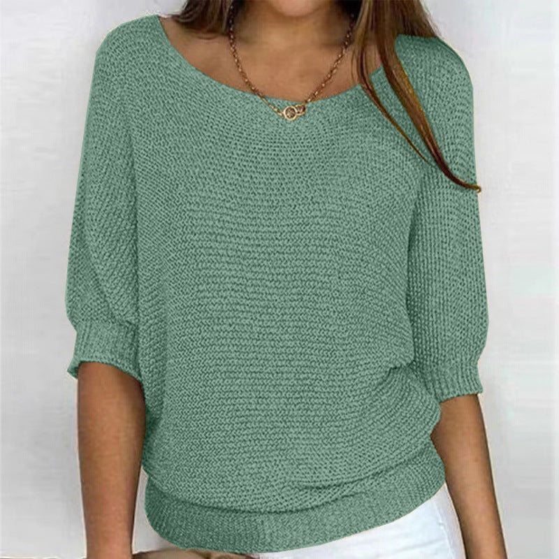 Pull Demi Manche Décontracté Tricoté
