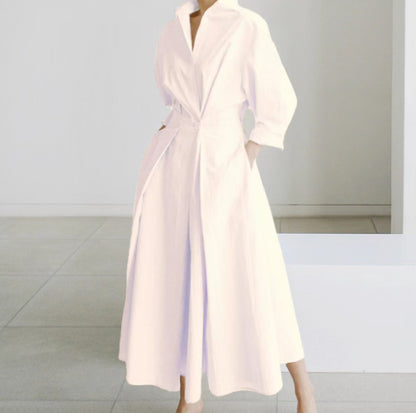 Ensemble Blouse à Manches Longues et Robe Évasée à Taille Élastique