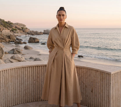 Ensemble Blouse à Manches Longues et Robe Évasée à Taille Élastique